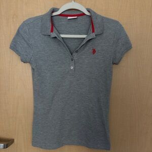 U.S. Polo Assn. Gray Polo with Red Accents